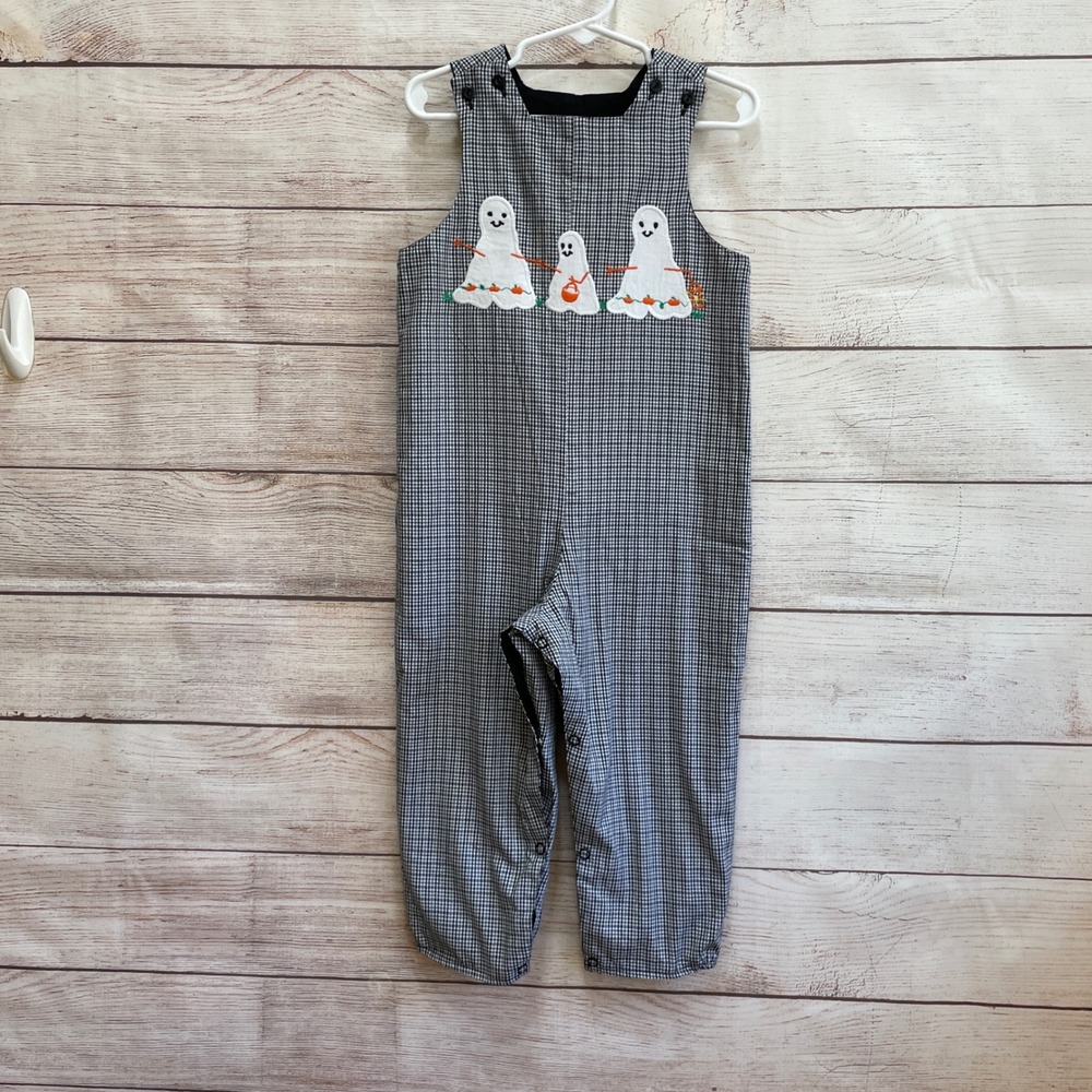 VINTAGE THE BAILEY BOYS APPLIQUED REVERSIBLE ROMPER
HALLOWEEN GHOSTS &  FOOTBALL